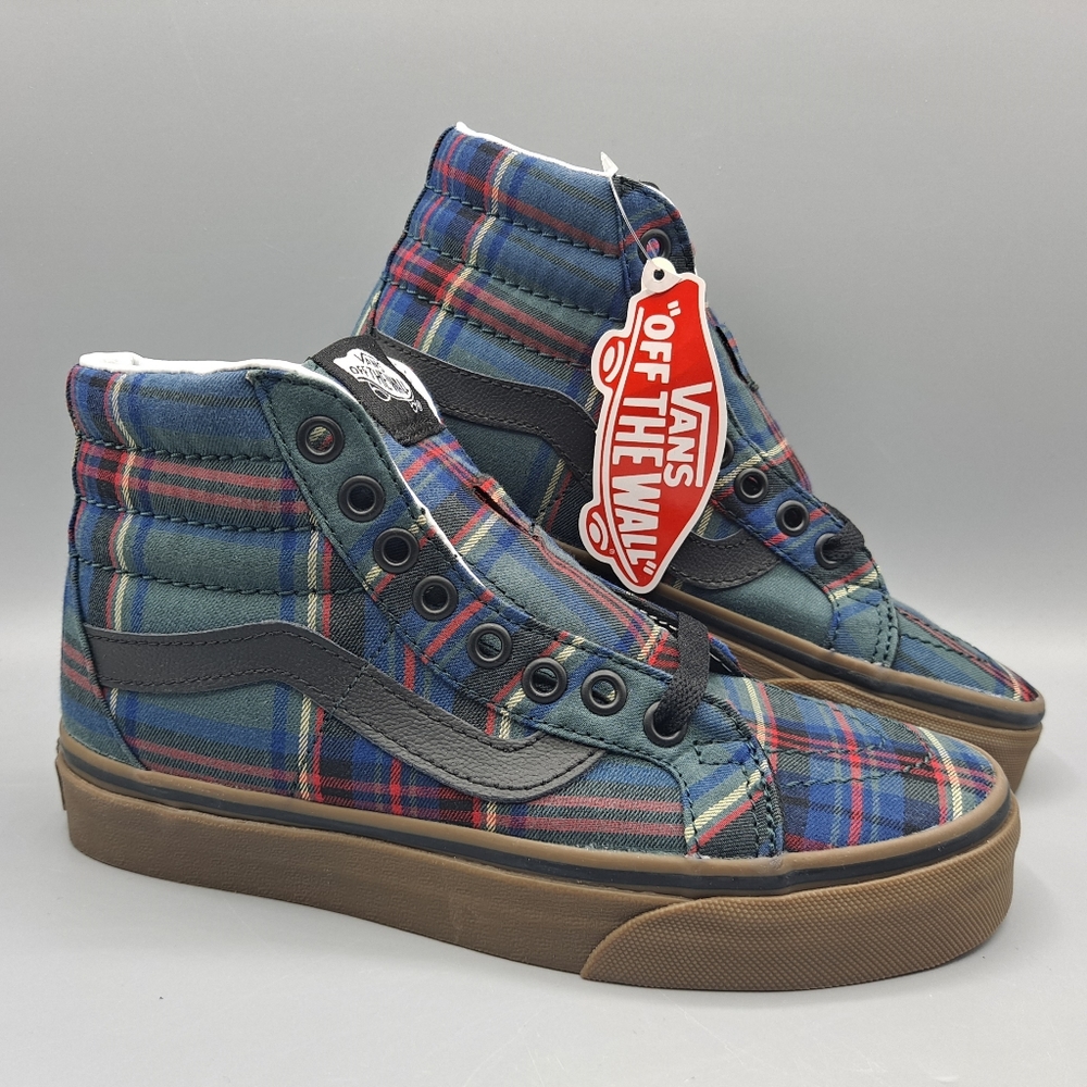 New Vans Sk8-Hi Top Reissue Tartan Gum Black Classic Blue Green Red Women Size 5
